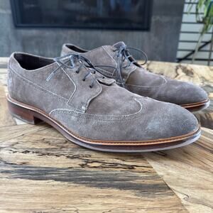 Joseph Abboud Taupe Suede Wingtip Derbys with Blue Accents Joseph Abboud Hewitt Mens 10 Grey Suede Wingtip Brogue Derby  main image 2